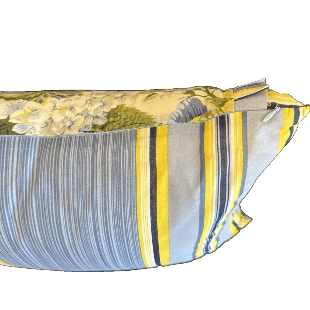 Waverly Floral Florish Blue Yellow French Country FarmHouse Bolster Throw Pillow